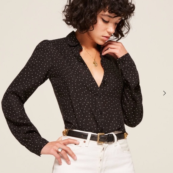 Reformation Tops - Reformation Allie Lady Button Down Polka Dot XS